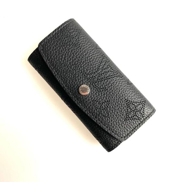 Louis Vuitton 4 Row Key Case Noir Black Silver Leather Genuine Leather Monogram - Picture 5 of 6